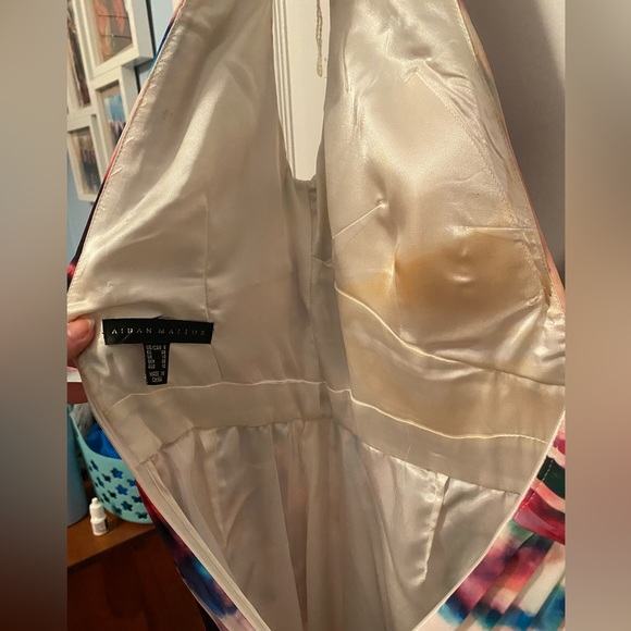 Aidan Mattox Tie Dye VNeck Pleated Dress - Picture 8 of 15